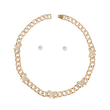 Load image into Gallery viewer, Chain Feminine Flair Iced Gold Butterfly Necklace
