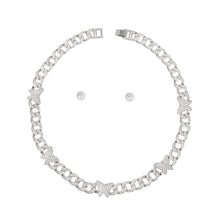 Load image into Gallery viewer, Chain Feminine Flair Iced Silver Butterfly Necklace
