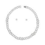 Chain Feminine Flair Iced Silver Butterfly Necklace