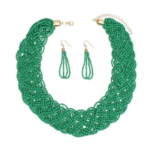 Load image into Gallery viewer, Collard Green Seed Bead Braided Collar Necklace
