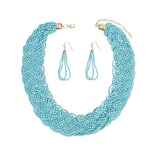 Load image into Gallery viewer, Collar Turquoise Seed Bead Braided Collar Necklace
