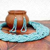 Collar Turquoise Seed Bead Braided Collar Necklace