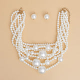 Pearl Cream Old Hollywood Layered Chunky Necklace