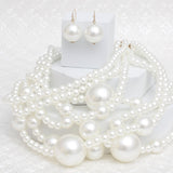 Pearl Cream Old Hollywood Layered Chunky Necklace