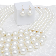 Load image into Gallery viewer, Pearl Bib Layered Cream Delicately Draped Necklace
