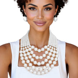 Pearl Bib Layered White Delicately Draped Necklace