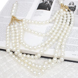 Pearl Long Layer 6 Strand Cream Chunky Necklace