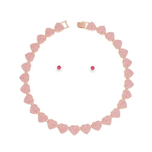 Load image into Gallery viewer, Chain Rose Gold Pave Heart Link Necklace Set Women
