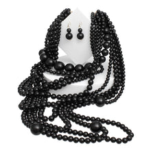Load image into Gallery viewer, Beaded Black 10 Strand Long Layered Necklace Women
