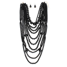 Load image into Gallery viewer, Beaded Black 10 Strand Long Layered Necklace Women
