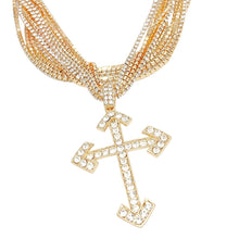 Cargar imagen en el visor de la galería, Choker Gold Rhinestone Layered Cross Necklace
