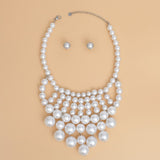 Pearl Bib White Ornate Chunky Drop Necklace Women