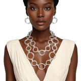 Chain Silver Chunky Ring Links Necklace for Women