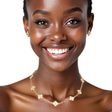 Necklace Gold Quatrefoil Guilloche 9 Motifs Set