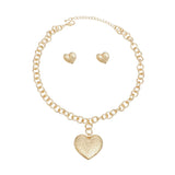 Pendant Gold Girly Patterned Puffy Heart Necklace