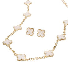 Cargar imagen en el visor de la galería, Necklace Gold Cream Quatrefoil Clover 9 Motifs
