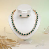 Tennis Green Cushion Cut Crystal Halo Luxe Necklace