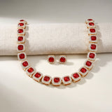 Tennis Red Cushion Cut Crystal Halo Luxe Necklace