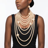 Cream Pearl 9 Strand Long Layer Luminous Necklace