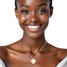 Load image into Gallery viewer, Pendant Pave Quatrefoil Clover Gold Chain Necklace
