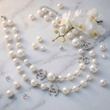 Parisian White Glass Pearl Charm Layer Necklace