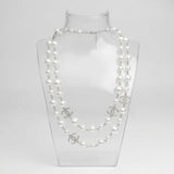 Parisian White Glass Pearl Charm Layer Necklace