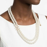 Parisian Long Cream Glass Pearl Charm Layer Set