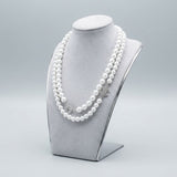 Parisian Long White Glass Pearl Charm Layer Set