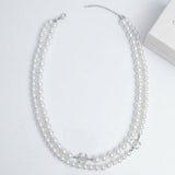 Parisian Long White Glass Pearl Charm Layer Set