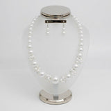 White Pearl Bead Cluster Single Strand Necklace