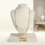 Parisian Cream Glass Pearl Charm Long Necklace