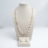 Parisian Cream Glass Pearl Charm Long Necklace
