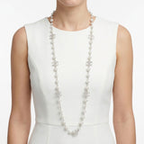 Parisian White Glass Pearl Charm Long Necklace