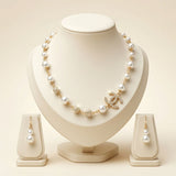 Parisian Cream Pearl Rhinestone Charm Necklace