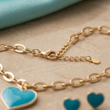 Turquoise Heart Pendant Gold Oval Chain Necklace