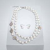 White Pearl Lucky Charm Layered Necklace Set