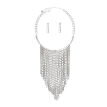 Cargar imagen en el visor de la galería, Bib Silver Ball Chain Fringe Necklace for Women
