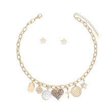 Load image into Gallery viewer, Charm Necklace Gold Heart Star Cross Chain Women
