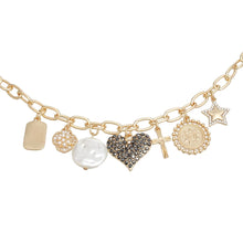 Load image into Gallery viewer, Charm Necklace Gold Heart Star Cross Chain Women
