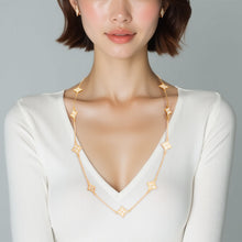 Cargar imagen en el visor de la galería, Long Necklace Gold Cream Monogram Flower Chain
