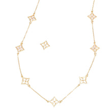 Cargar imagen en el visor de la galería, Long Necklace Gold Cream Monogram Flower Chain
