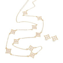 Cargar imagen en el visor de la galería, Long Necklace Gold Cream Monogram Flower Chain
