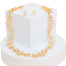 Load image into Gallery viewer, Chain Necklace Flower Linked Gold Set for Women
