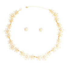 Load image into Gallery viewer, Chain Necklace Flower Linked Gold Set for Women
