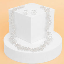 Load image into Gallery viewer, Chain Necklace Flower Linked Silver Set for Women
