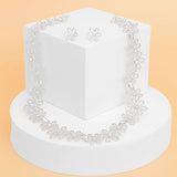 Chain Necklace Flower Linked Silver Set for Women