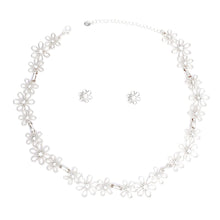 Load image into Gallery viewer, Chain Necklace Flower Linked Silver Set for Women
