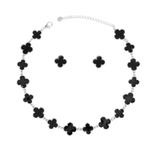 Load image into Gallery viewer, Necklace Silver Black Large Quatrefoil 16 Motifs
