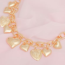 Cargar imagen en el visor de la galería, Charm Necklace Gold Puffy Heart Chain Set Women
