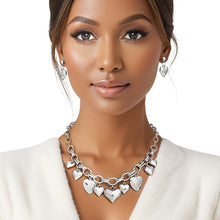 Cargar imagen en el visor de la galería, Charm Necklace Silver Puffy Heart Chain Set Women
